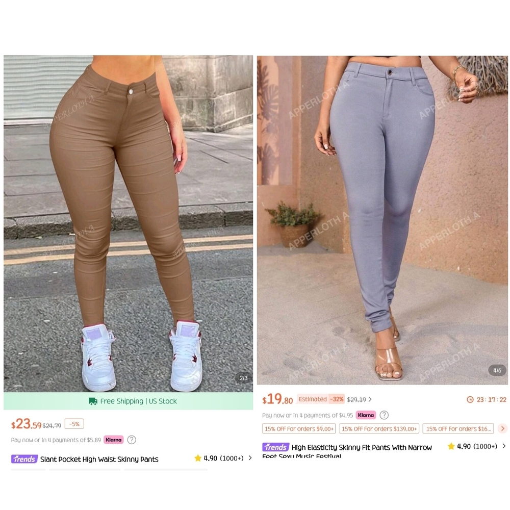 Shein Skinny Pants in Khaki and Gray